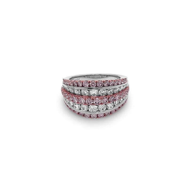 women’s birthstone rings-Platinum and Gold Diamond Tiered Ring