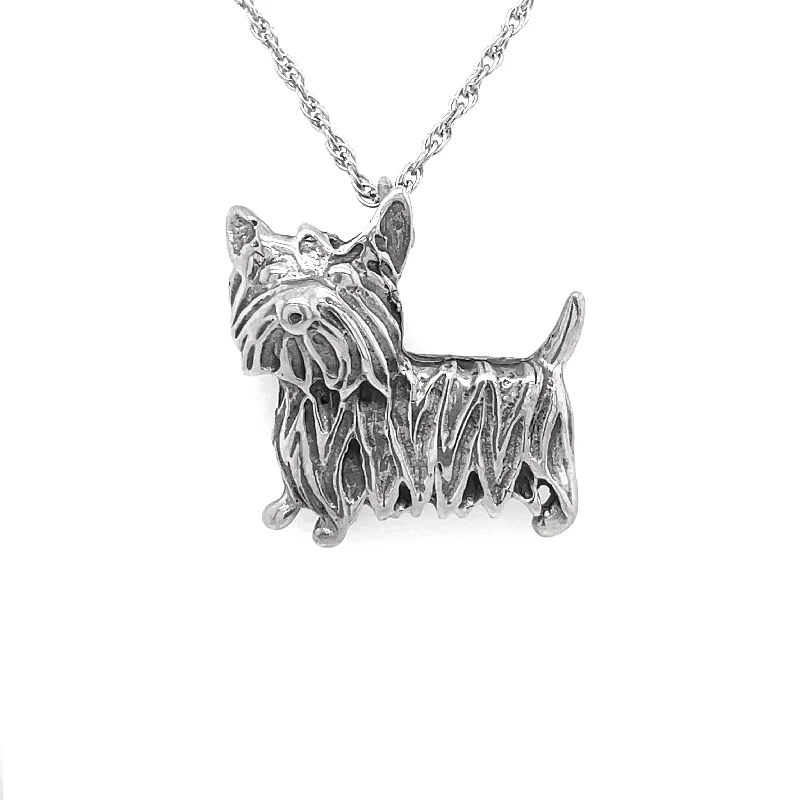 women’s chain necklaces-Estate Sterling Silver Scottie Dog Necklace