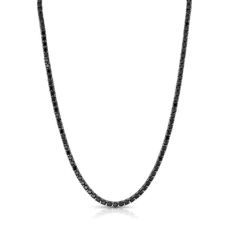 women’s silver pendant necklaces-BLACK CZ TENNIS NECKLACE, BLACK BR