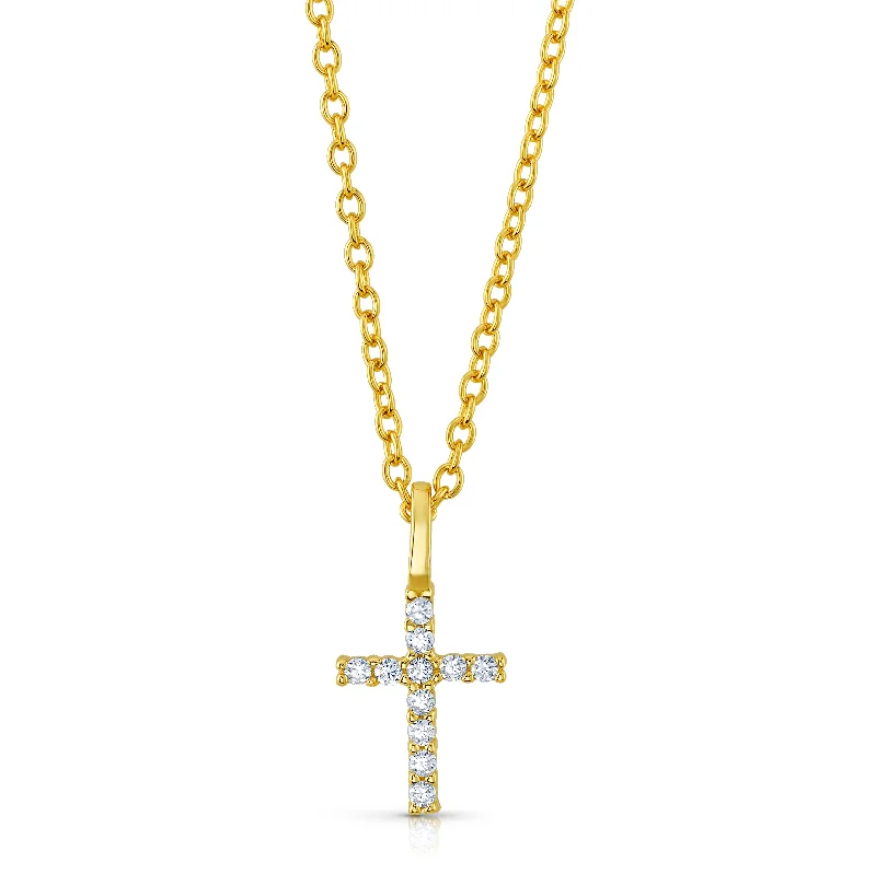 women’s personalized necklaces-SAVIOR CZ NECKLACE, GOLD