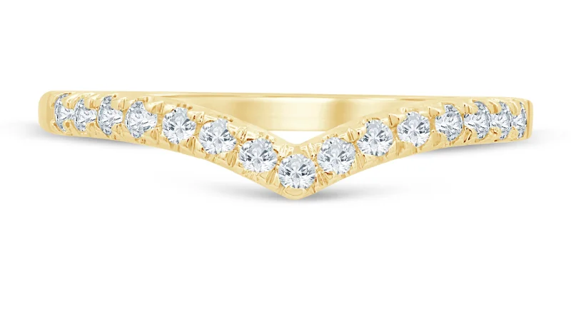 women’s diamond engagement rings-14K Yellow Gold 0.25ctw Round Diamond Chevron Wedding Band