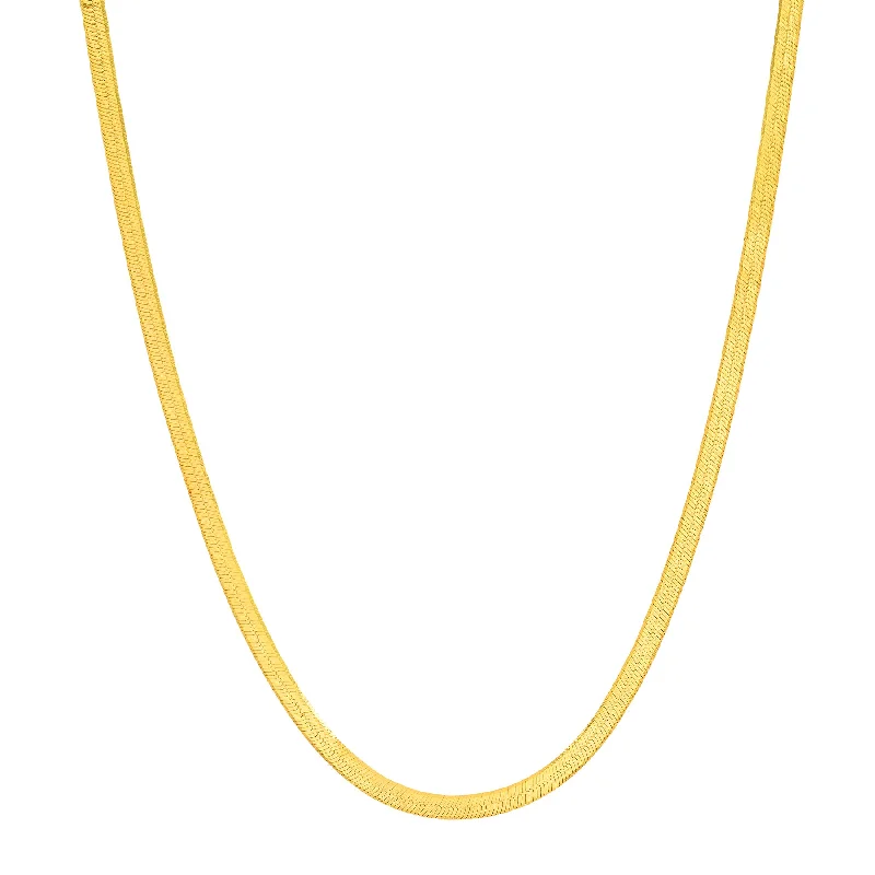 women’s sapphire necklaces-THIN HERRINGBONE CHAIN NECKLACE, GOLD