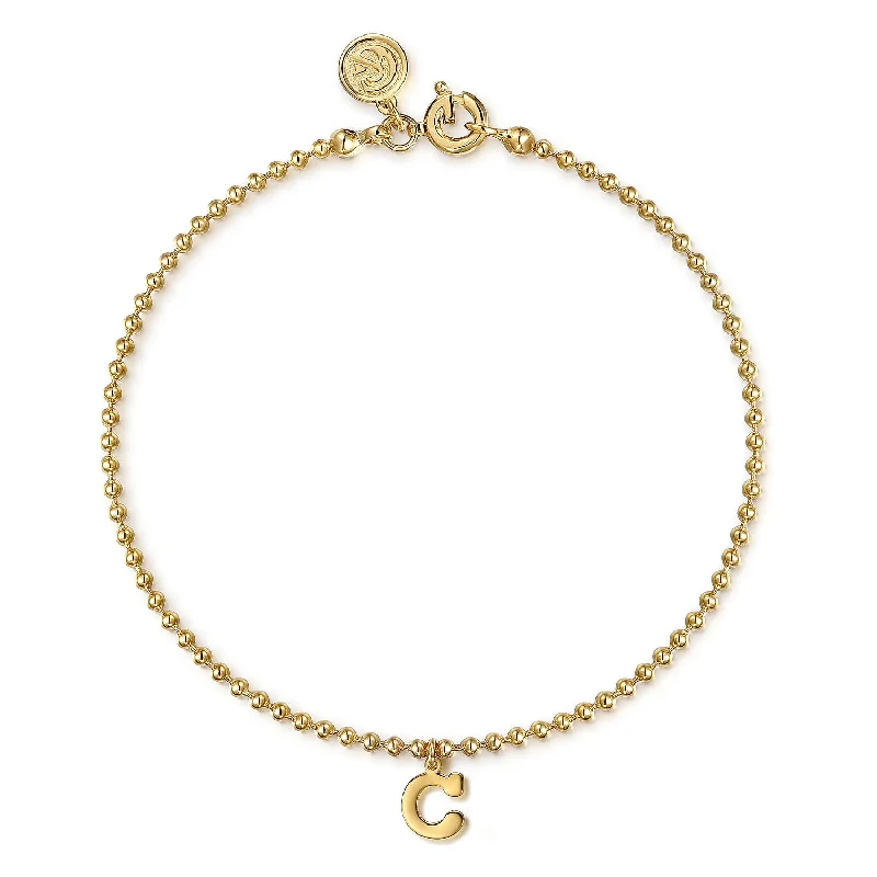 women’s sterling silver bracelets-14K Yellow Gold Bujukan Initial C Bracelet