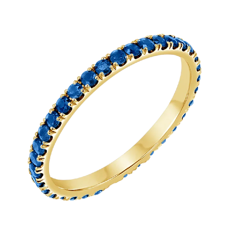 women’s fashion rings with diamonds-Blue Sapphire Eternity Band