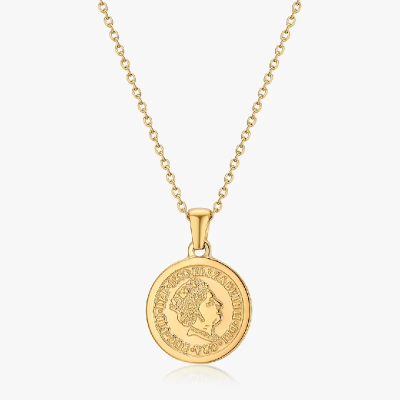 women’s gold necklaces-Queen Coin Necklace in Gold