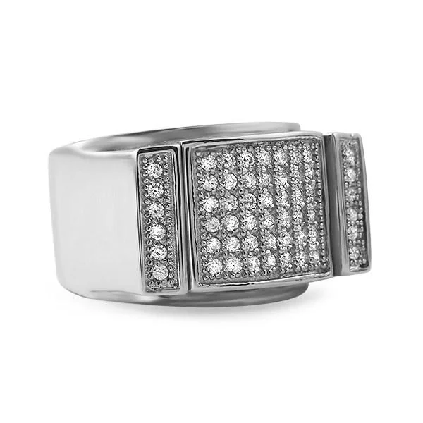 women’s classic rings-Bling Bling Ring CZ Micro Pave Iced Out Ring Steel