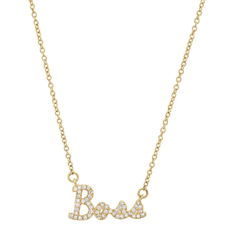 women’s luxury pendant necklaces-BOSS CURSIVE DIAMOND NECKLACE, GOLD