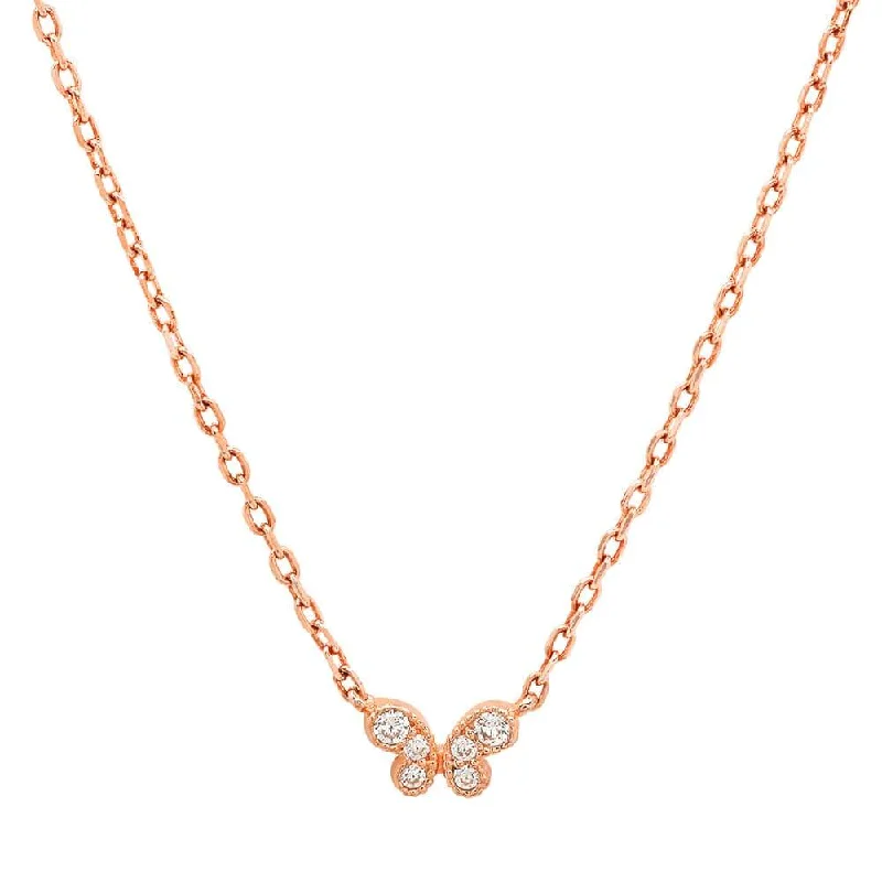 women’s gold necklaces-TINY BUTTERFLY NECKLACE, ROSE GOLD