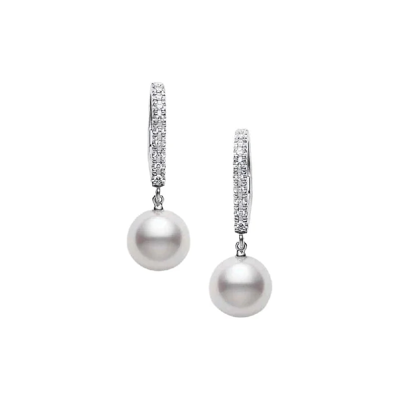 women’s earrings-Akoya Cultured Pearl and Diamond Classic Earrings