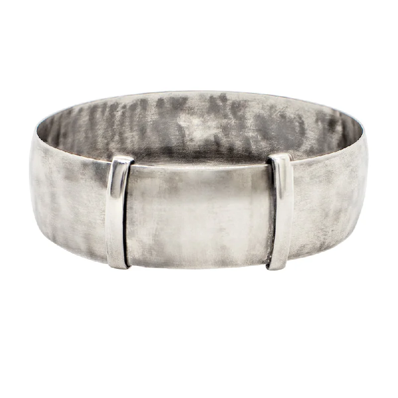 women’s stacking bangles-Sterling Slide Bangle in Antiqued Silver - 3/4" W