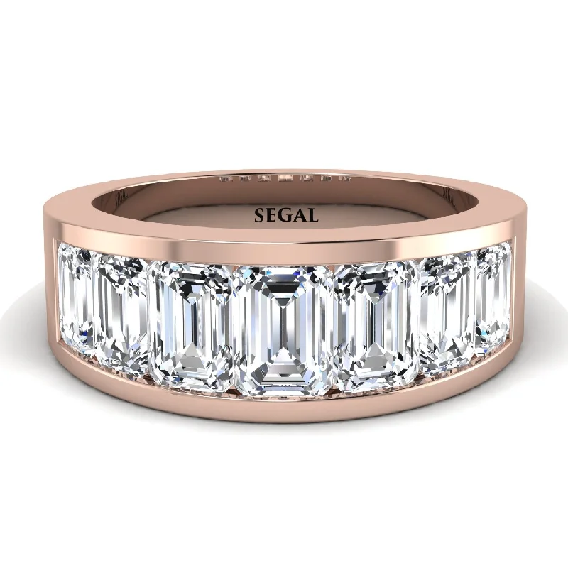 women’s handcrafted engagement rings-Emerald Cut Diamond Eternal Elegance Wedding Band - Shelby No. 2