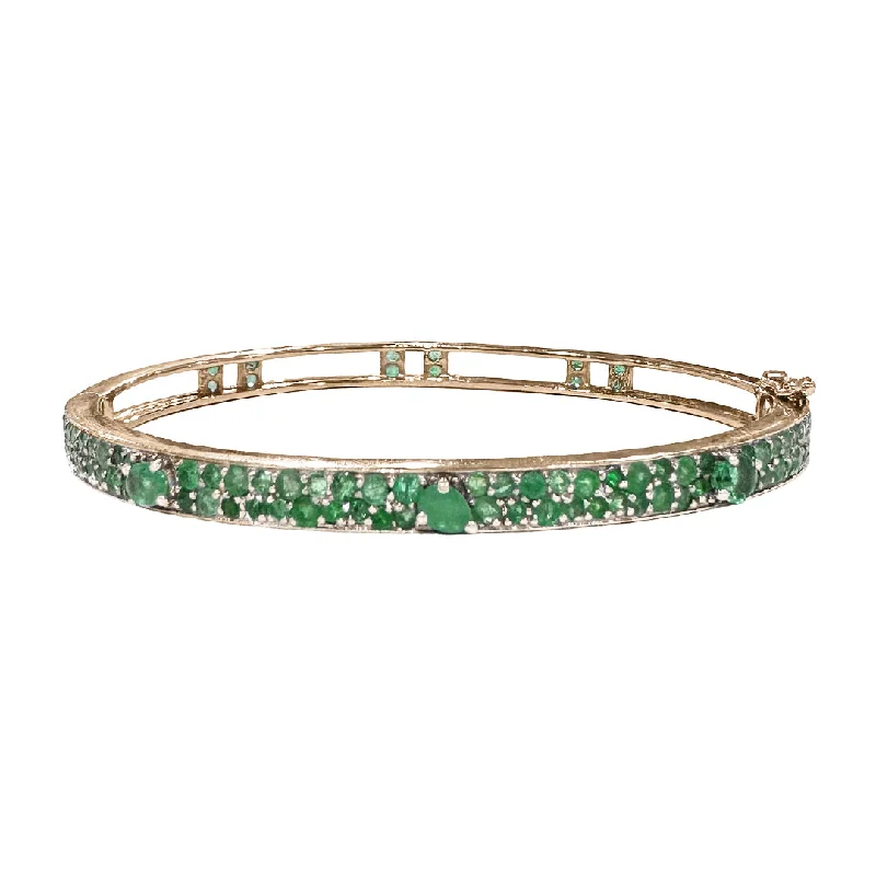 women’s simple bangles-Petite Stardust Bangle Emerald