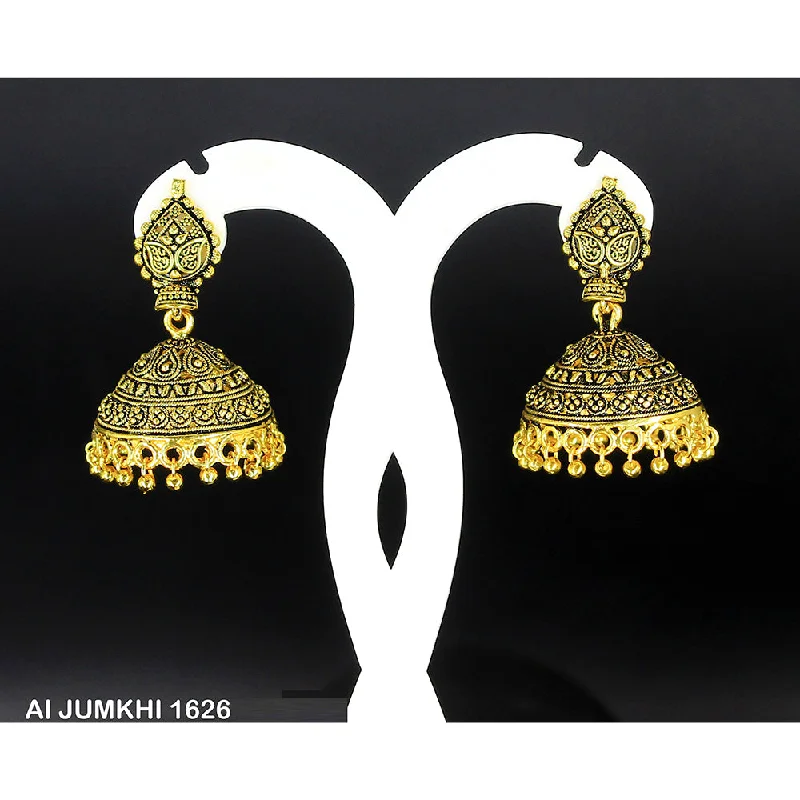 women’s sparkling earrings-Mahavir Gold Plated Jhumki Earrings -AI Jumkhi 1626