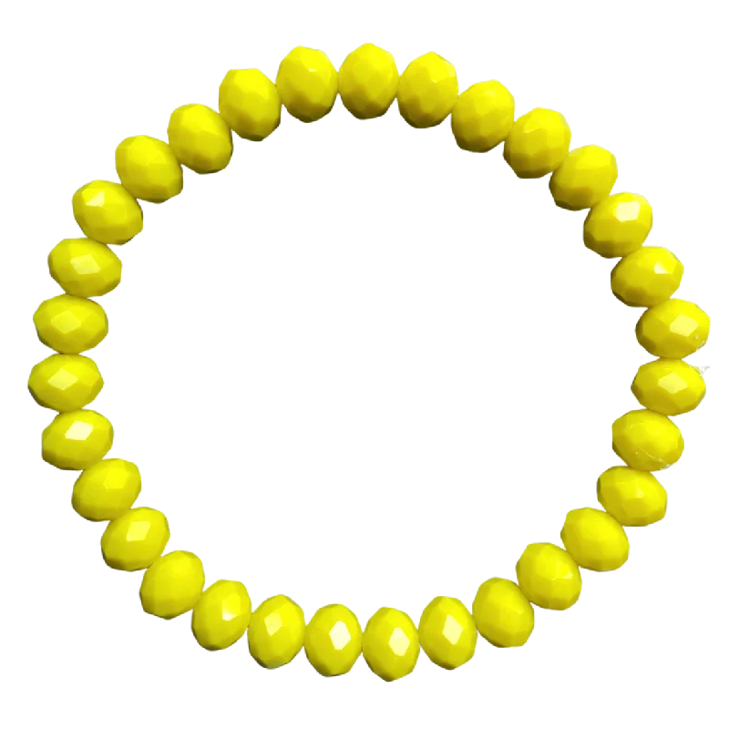 women’s polished bracelets-Neon Yellow Faceted Rondelle 8mm