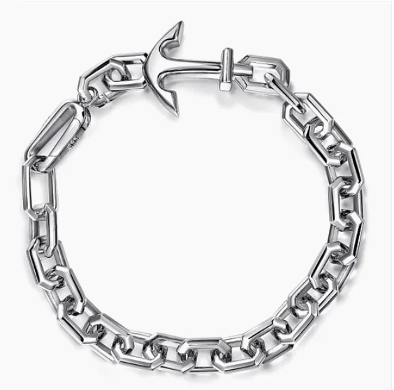 women’s layered bracelets-925 Sterling Silver Chain and Anchor Bracelet