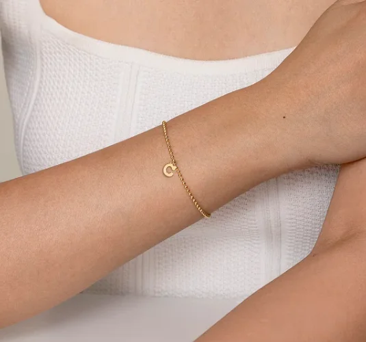 women’s gold chain bracelets-14K Yellow Gold Bujukan Initial C Bracelet