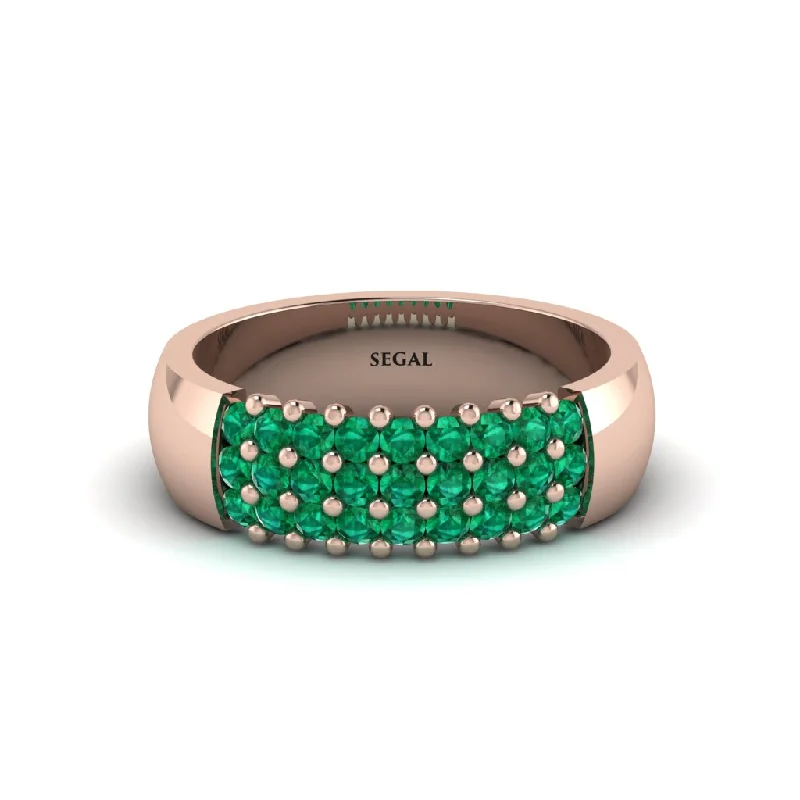 women’s custom engagement rings-Emerald Regal Harmony Wedding Band - Marlowe No. 5