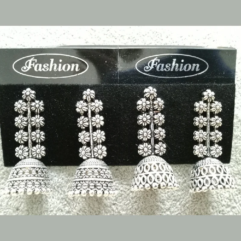 women’s large diamond earrings-Tahura Oxidized Plated Pack Of 24  Jhumki Earrings ( Assorted Design ) - TAHEAR75