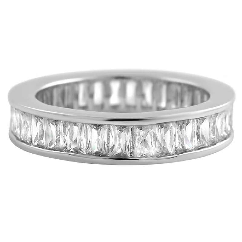 women’s eternity rings-Baguette Eternity CZ Channel Set Bling Bling Ring