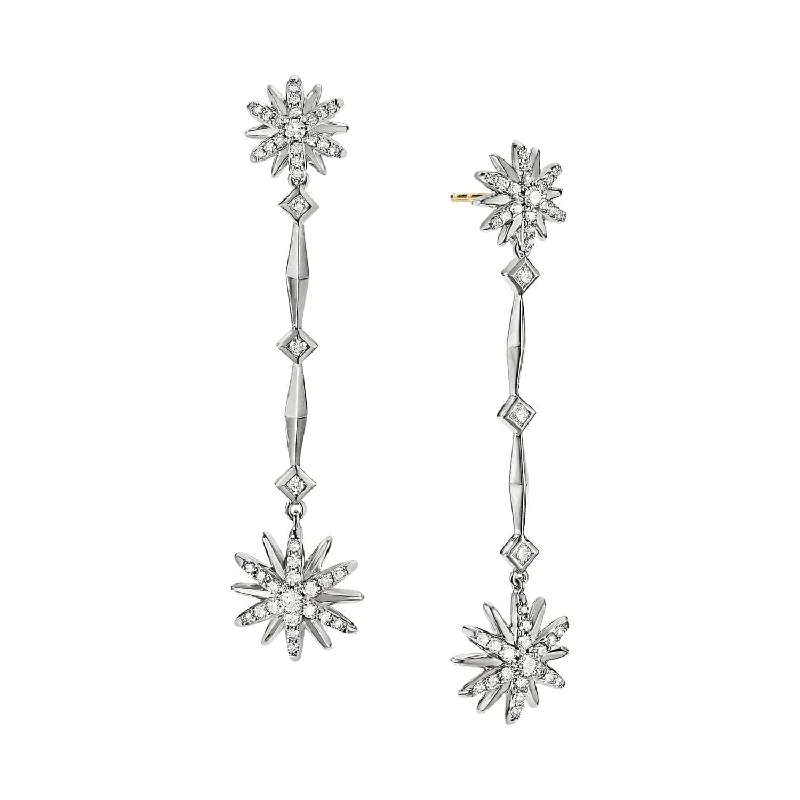 women’s infinity earrings-Diamond Starburst Long Drop Earrings