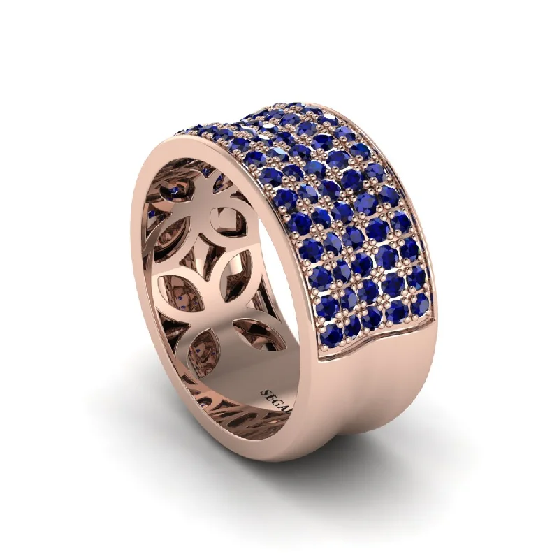 women’s rose gold engagement rings-Sapphire Pave Eternity Wedding Band - Mckinley No. 14