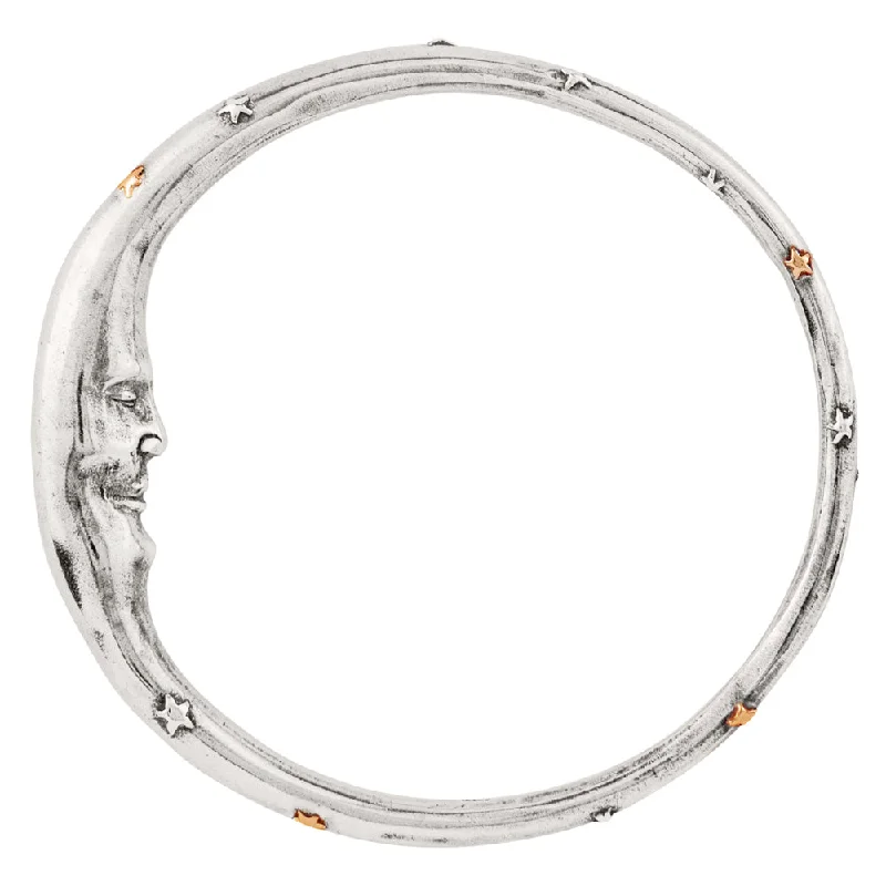 women’s sapphire bracelets-Man in the Moon Bangle in Silver with Bronze Accents | Available to ship February 4, 2025