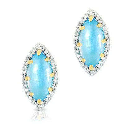 women’s onyx earrings-Sky Blue Topaz and Diamond Stud Earrings