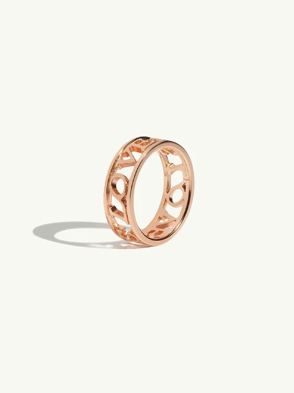 women’s statement fashion rings-Love Is Love Ring In 18K Rose Gold