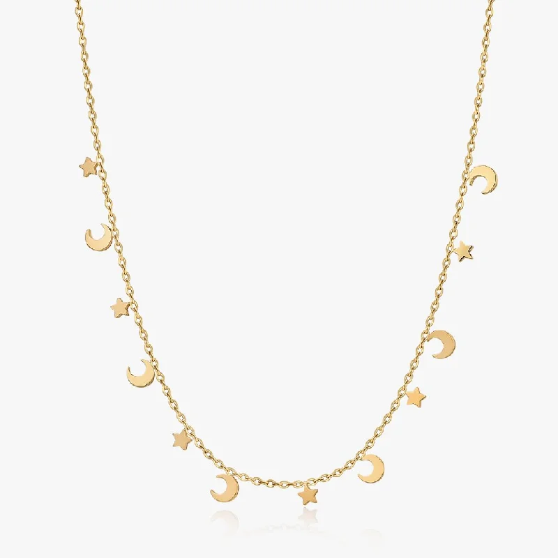 women’s gold chain necklaces-Twinkling Sky Necklace in Gold