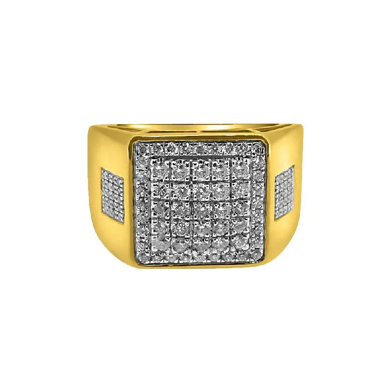 women’s minimalist rings-Ice Squares 1.00cttw Diamond Hip Hop 10K Gold Ring