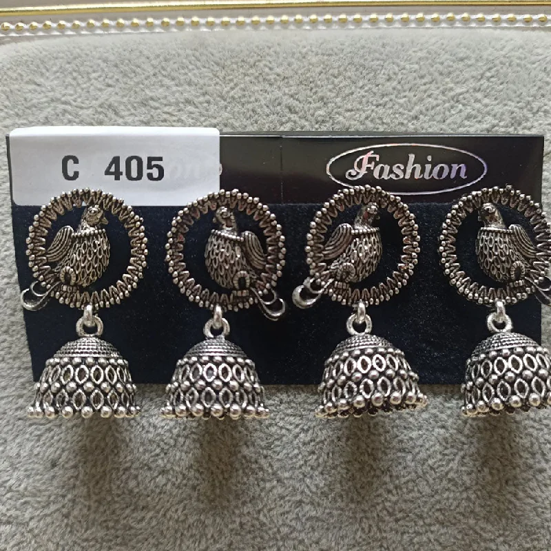 women’s chunky earrings-Tahura Oxidized Plated Pack Of 24  Jhumki Earrings - TAHEAR11