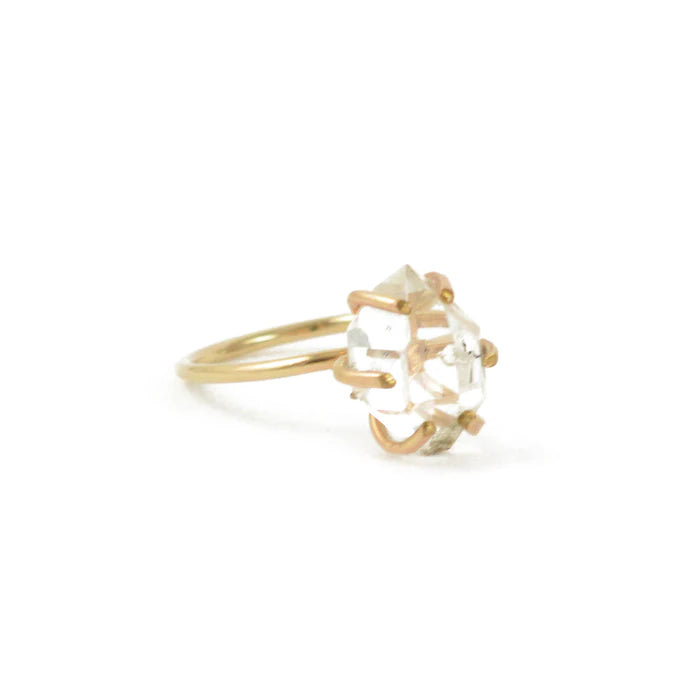 women’s classic solitaire rings-Herkimer Diamond Cocktail Ring by Land of Salt