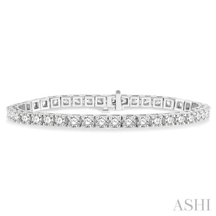 women’s sparkly bangles-8 Ctw Square Shape Round Cut Diamond Tennis Bracelet in 14K White gold