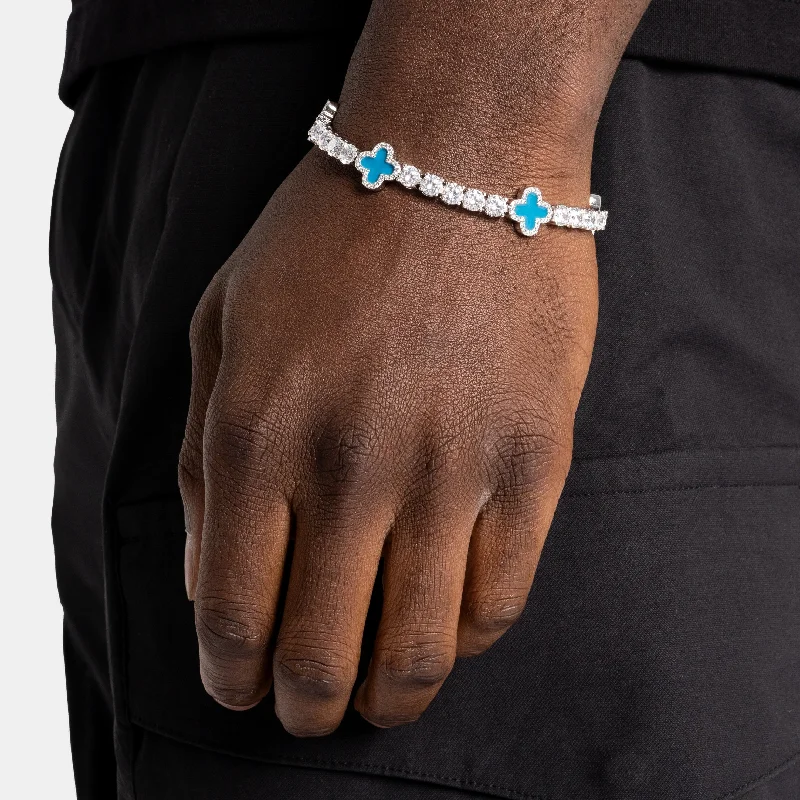 women’s classic bracelets-Blue Clover Tennis Bracelet