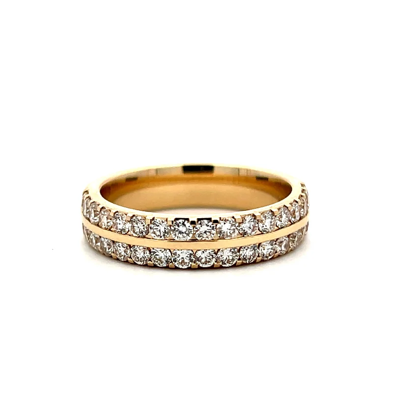 women’s eternity engagement rings-14K Yellow Gold 1.00ctw Diamond Multi Row Wedding Band