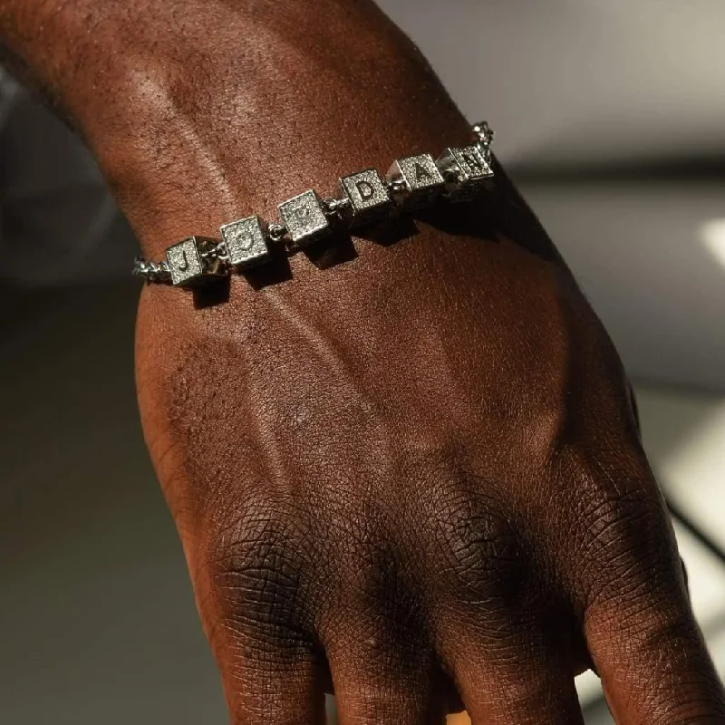 women’s polished bracelets-Custom Block Name Bracelet