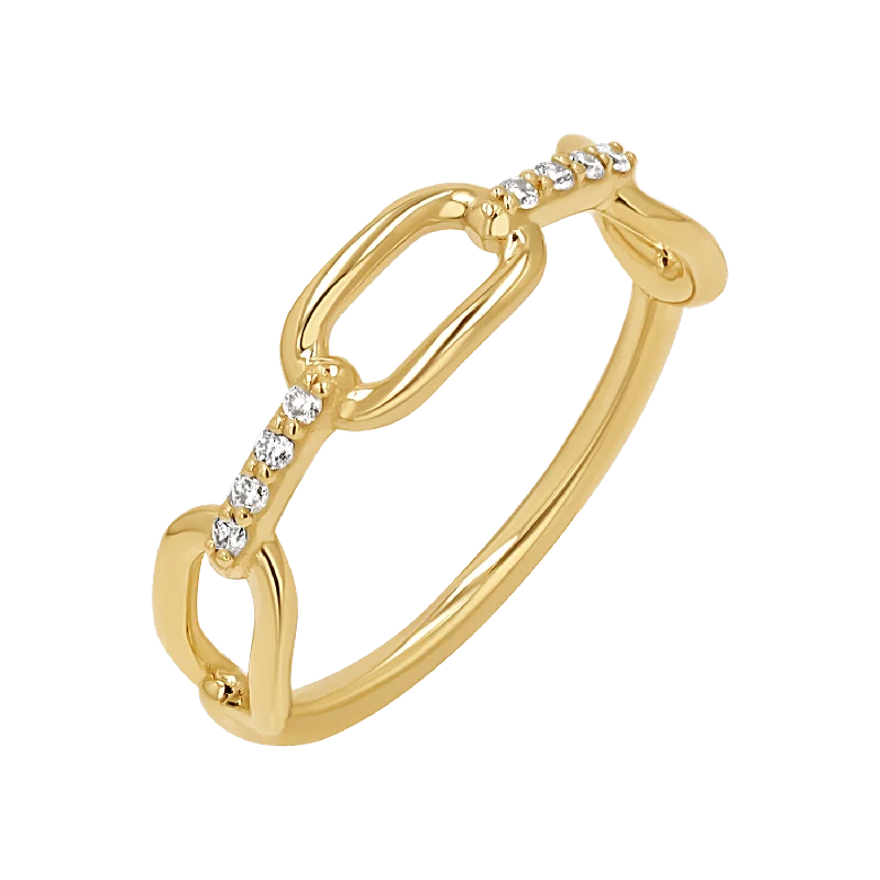 women’s fashion rings with diamonds-Diamond Bar Paper Clip Link Ring