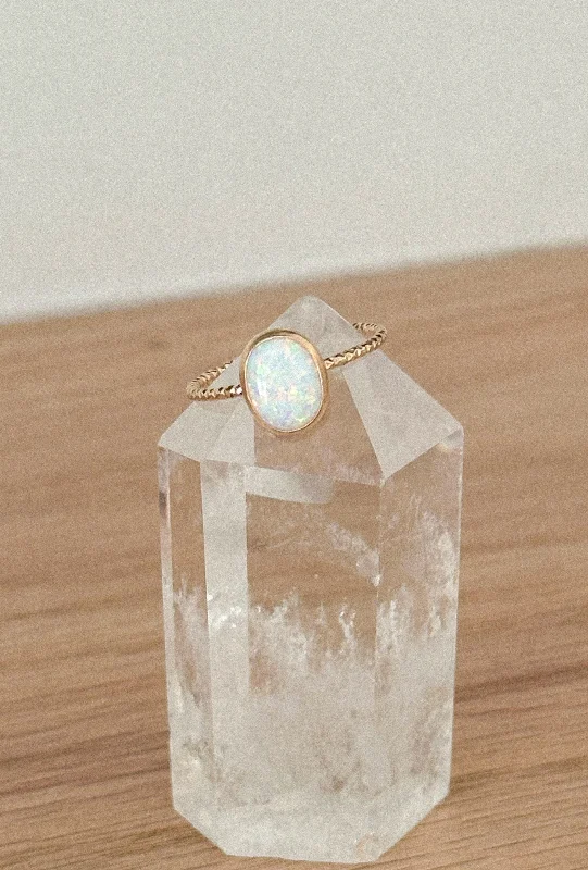 women’s chunky gold rings-Large Belle Opal Ring