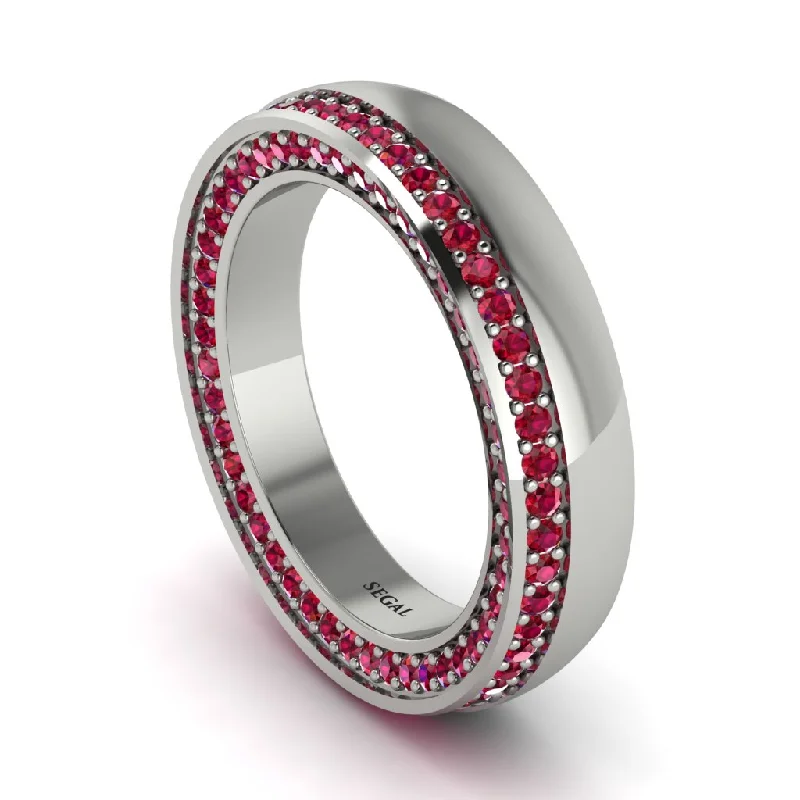 women’s double halo engagement rings-1.2Ct Ruby Double Halo Wedding Band - Lux No. 12