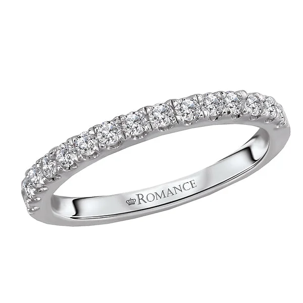 women’s ring sets for engagement and wedding-14K White Gold Romance Collection Wedding Band.