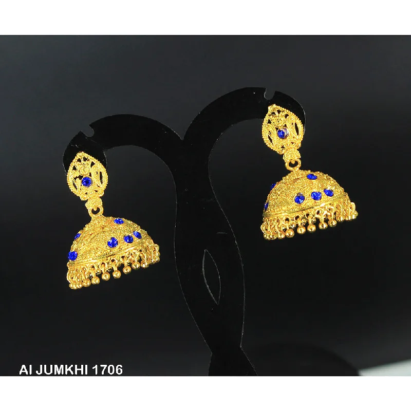 women’s gemstone drop earrings-Mahavir Gold Plated Blue Austrian Stone Jhumki Earrings -AI Jumkhi 1706