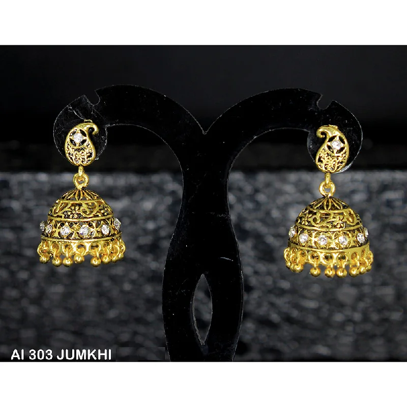 women’s gemstone hoop earrings-Mahavir Gold Plated Austrian Stone Jhumki Earrings -AI Jumkhi 303