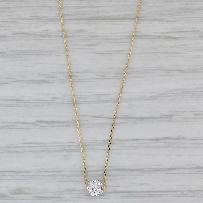 women’s gold chain necklaces-Rhinestone Bead Pendant Necklace 14k Yellow Gold 18" Cable Chain