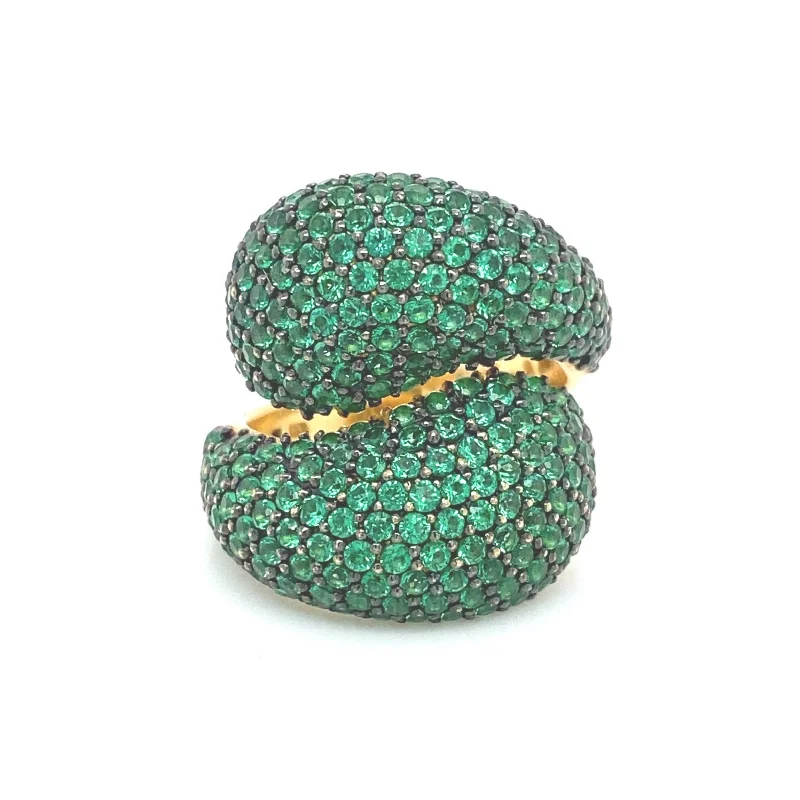 women’s diamond solitaire rings-Savoia Pave Green Bypass Bubble Fashion Ring