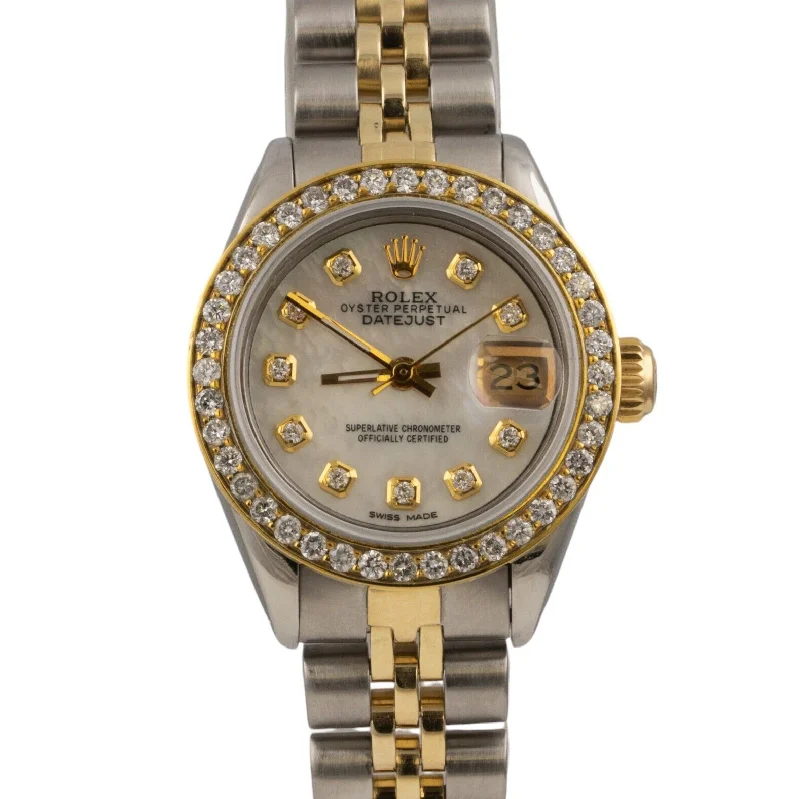 women’s handmade bracelets-1979 Rolex DateJust 6917 18k Yellow Gold & Stainless MOP Diamond Dial 26mm Watch