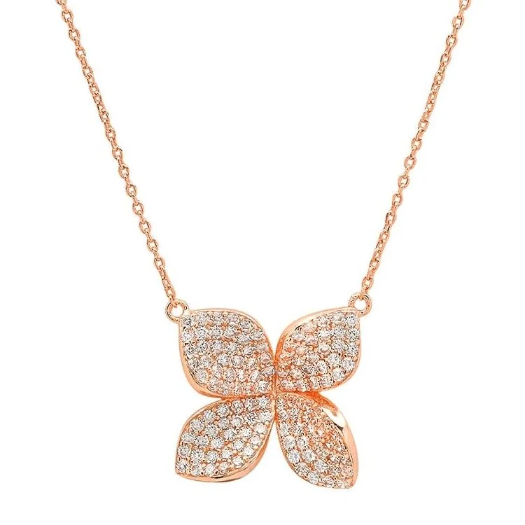 women’s layered necklaces-FIORE NECKLACE, ROSE GOLD