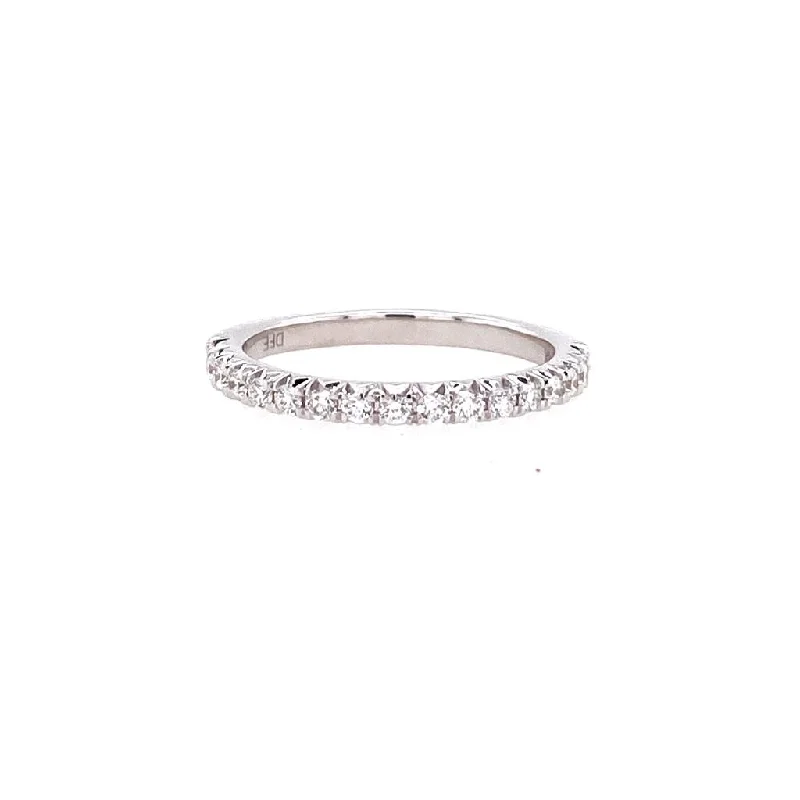 women’s wedding band engagement rings-14K White Gold 0.36ctw Round Diamond Half Wedding Band