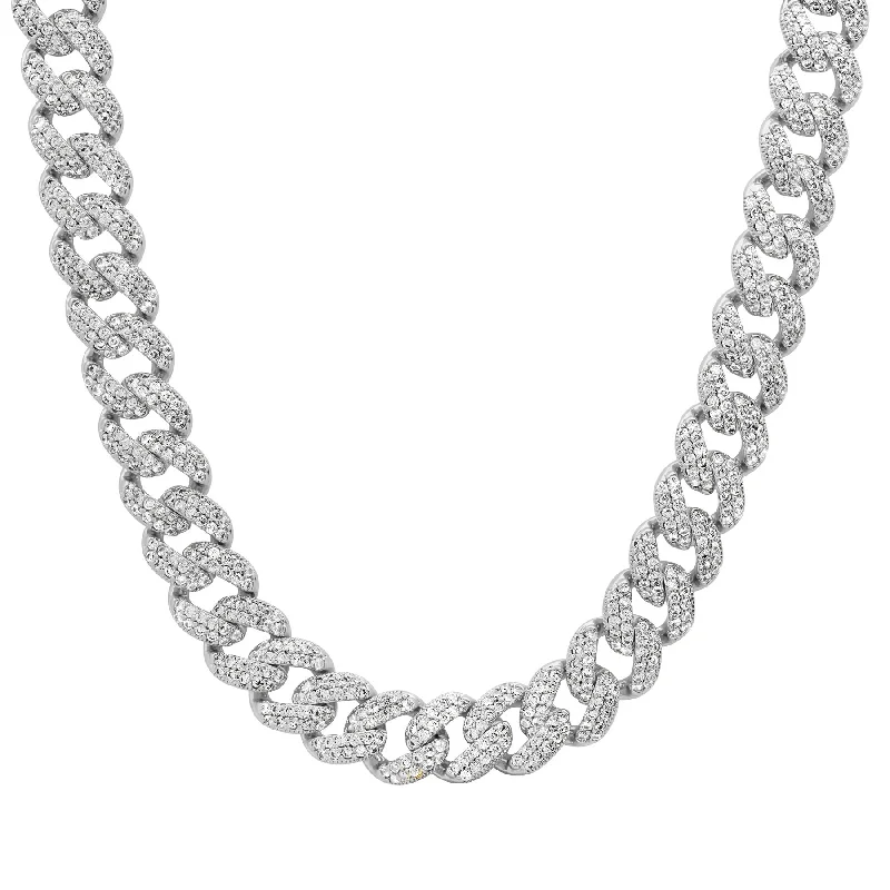 women’s initial necklaces-LARGE CUBAN LINK VIBRATION NECKLACE SILVER