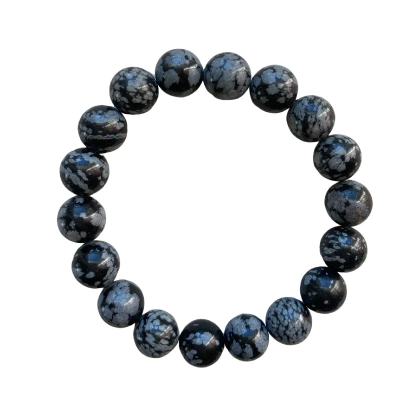 women’s boho bracelets-Snowflake Obsidian 10mm Plain