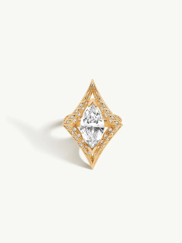 women’s rings-Palmyra Ring With Brilliant Marquise-Cut White Diamond In 18K Yellow Gold